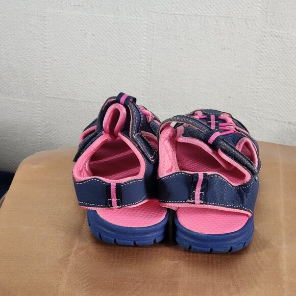 Falls Creek Navy Bright Pink Velcro Strap Closed Toe Bungee Jill Sandals Sz 2M - Picture 6 of 16